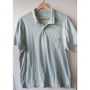 GAP Polo Shirt Mens Large Green Solid Slub Pocket Short Sleeve Casual Soft